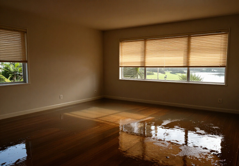 Water-damaged retail space in Brighton Le Sands before drying